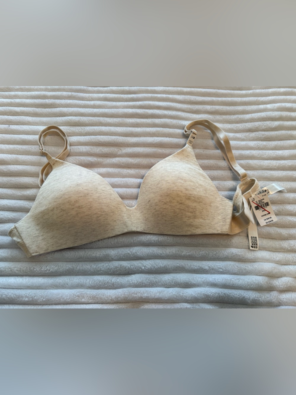 Victoria’s Secret PINK Seamless Light Support T-Shirt Bra in Heather Taupe